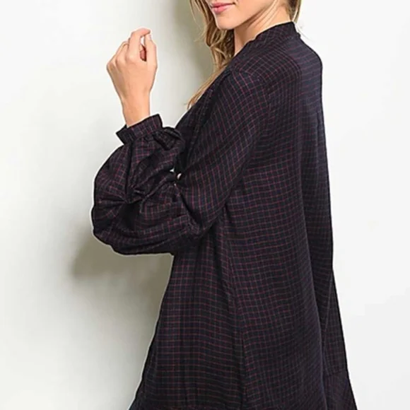 Long Sleeve Long Plaid Cardigan - Picture 3 of 4